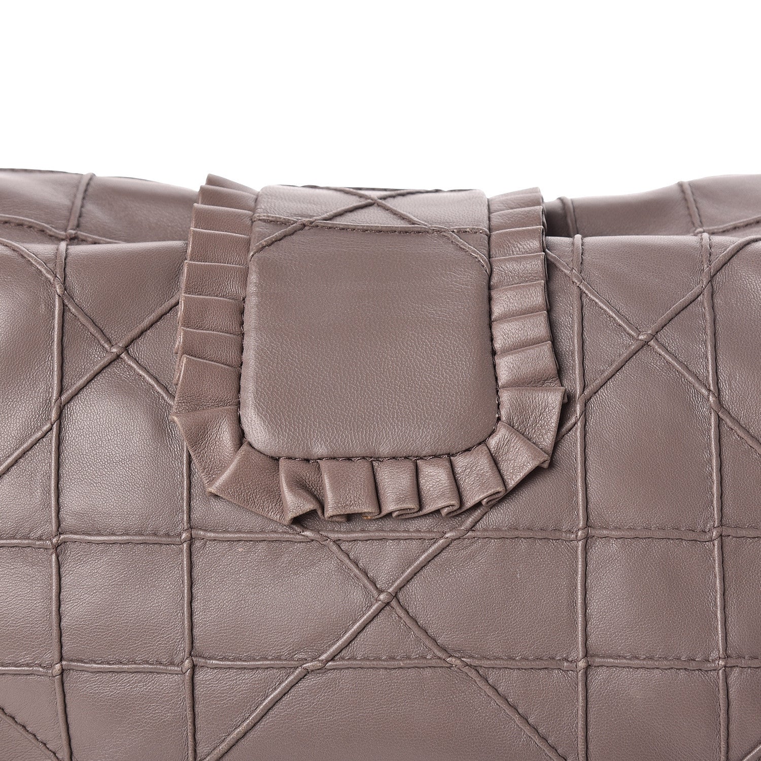 Christian Dior Lambskin Cannage Ruffle New Lock Flap Dark Taupe 12 of 13