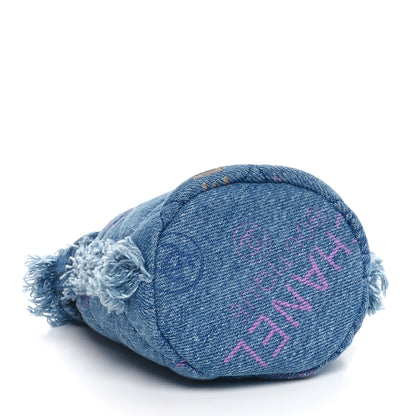 Chanel Denim Quilted Mood Mini Bucket With Chain Blue Multicolor 4 of 11