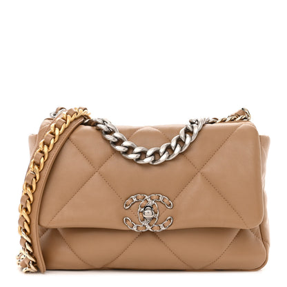 Chanel Lambskin Quilted Medium Chanel 19 Flap Dark Beige 1 of 11