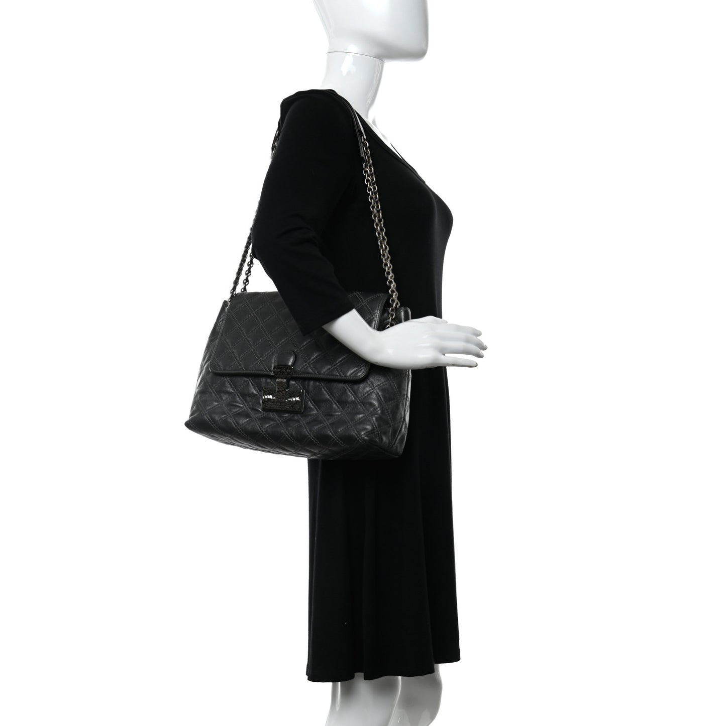 Lacquered Lambskin Baroque The XL Single Flap Pearl Anthracite