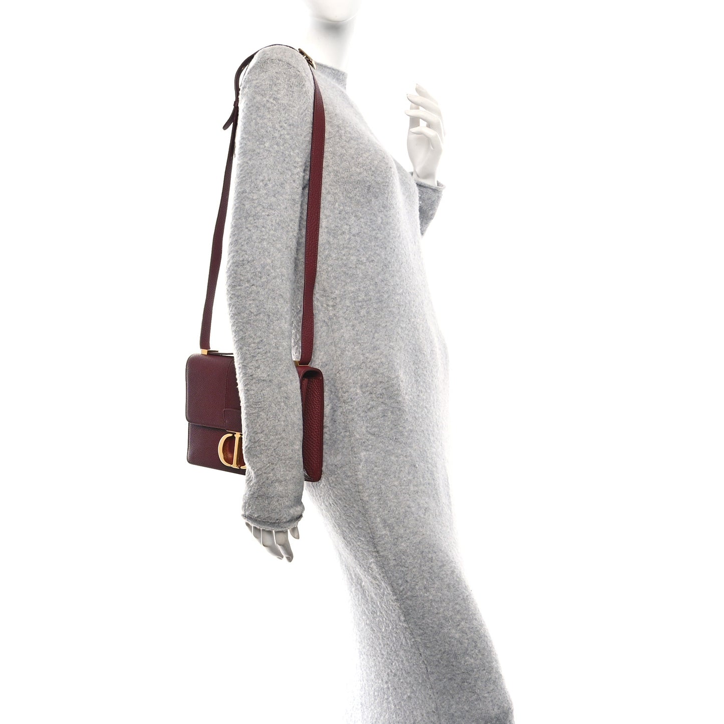 Grained Calfskin 30 Montaigne Flap Bag Red Brick