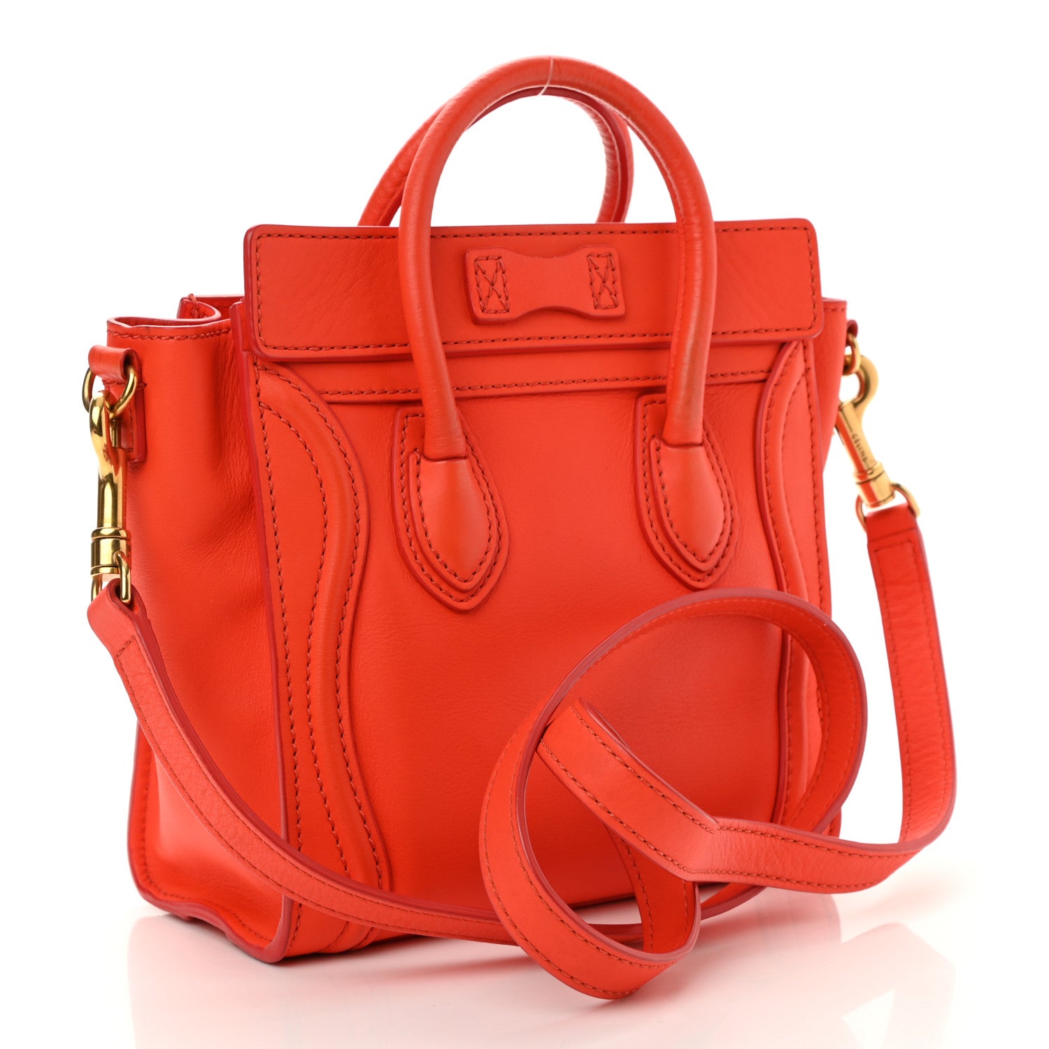 Celine Smooth Calfskin Nano Luggage Vermillion 2 of 7