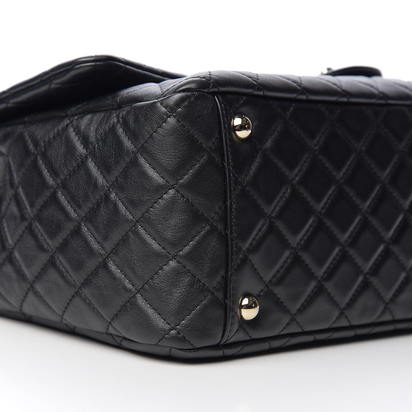 Calfskin Quilted XXL Travel Flap Bag Black
