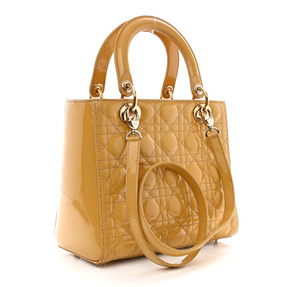 Christian Dior Patent Cannage Medium Lady Dior Beige 3 of 14