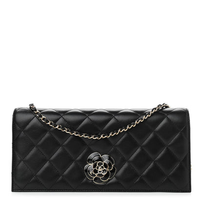 Chanel Lambskin Enamel Camellia Clutch With Chain Black 1 of 11