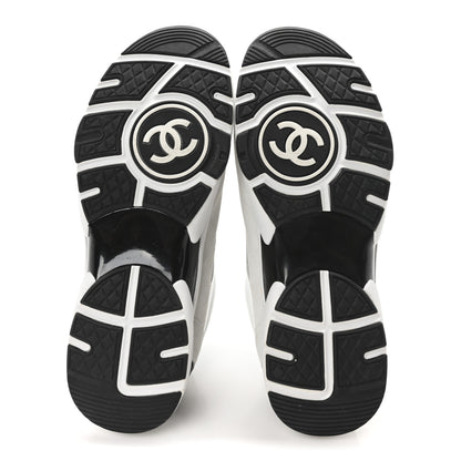 Chanel Calfskin Fabric Sneakers 40.5 White Silver Fluo Blue 6 of 9