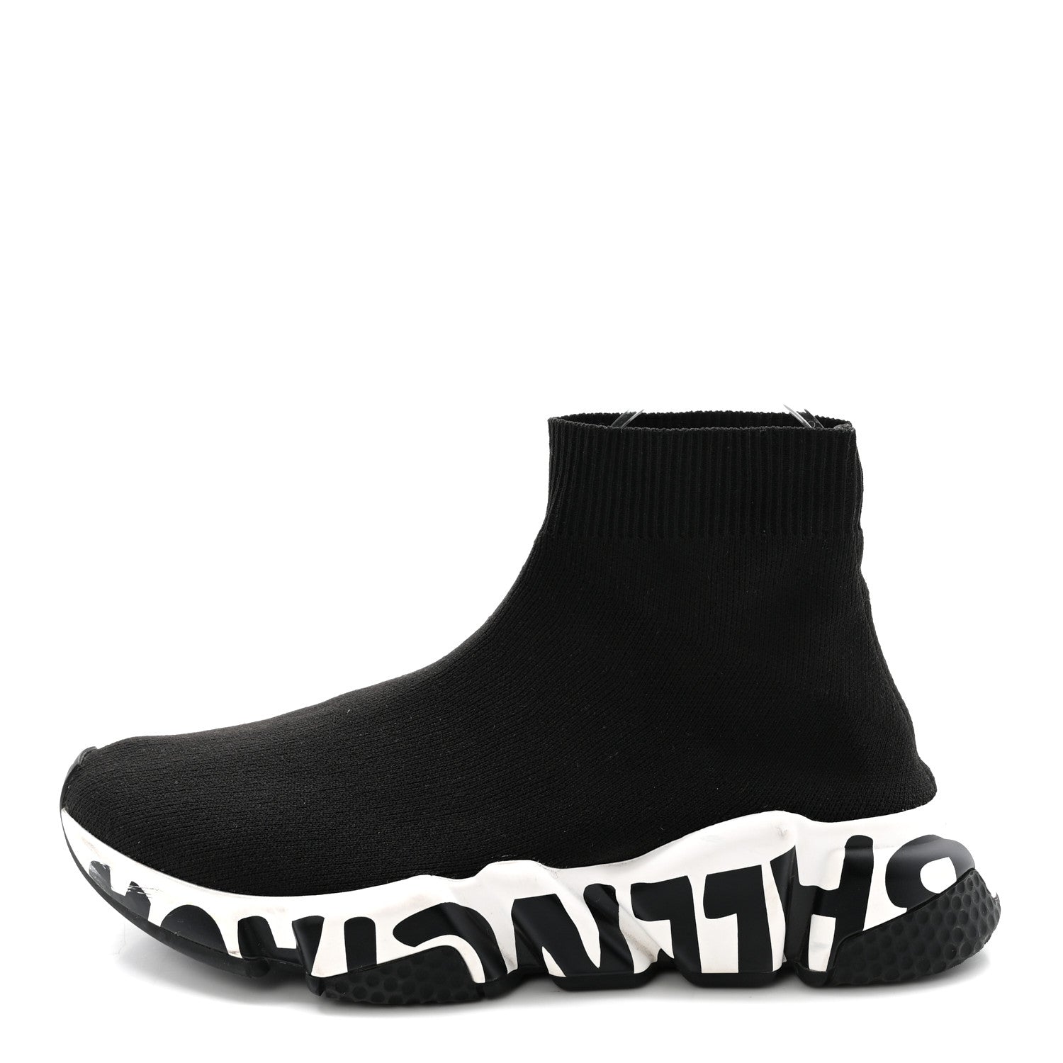Balenciaga Neoprene Knit Womens Speed Graffiti Sneakers 36 Black White 1 of 9
