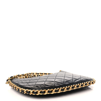 Chanel Shiny Crumpled Lambskin Quilted Large Trendy Chain Around Hobo Black 4 of 9