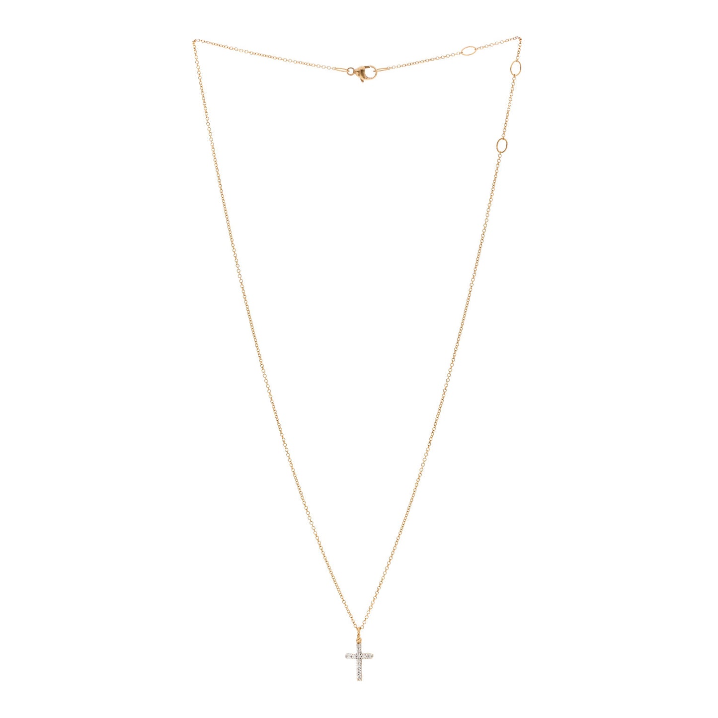 18K Yellow Gold Diamond Cable Collectibles Cross Pendant Necklace