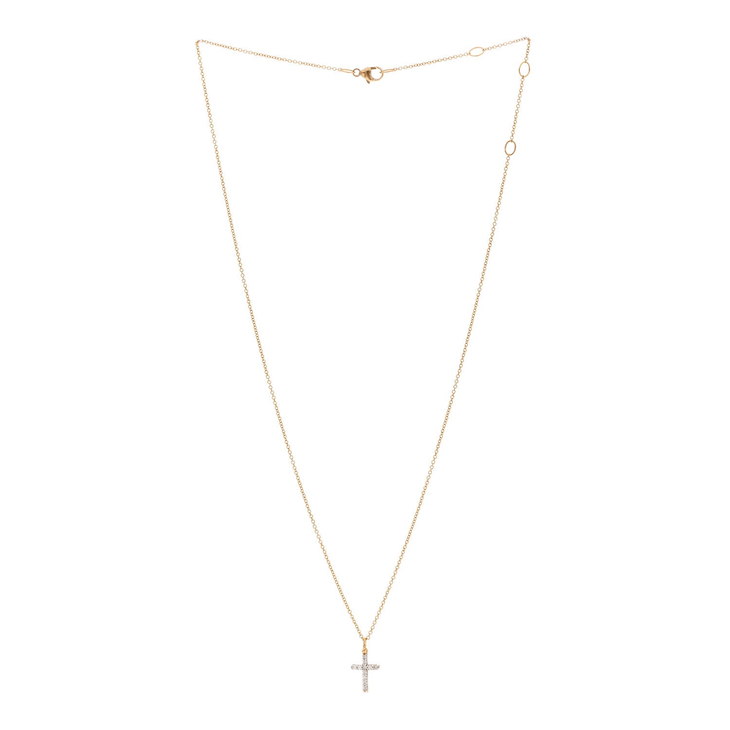 David Yurman 18K Yellow Gold Diamond Cable Collectibles Cross Pendant Necklace 3 of 6