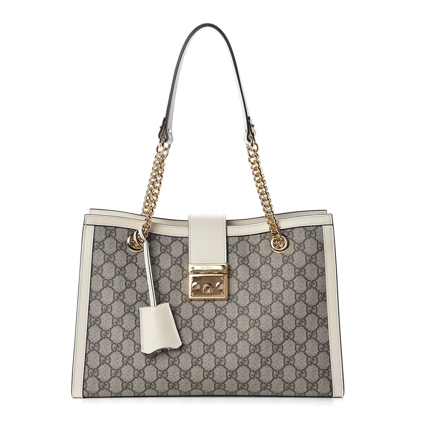 GG Supreme Monogram Medium Padlock Tote White