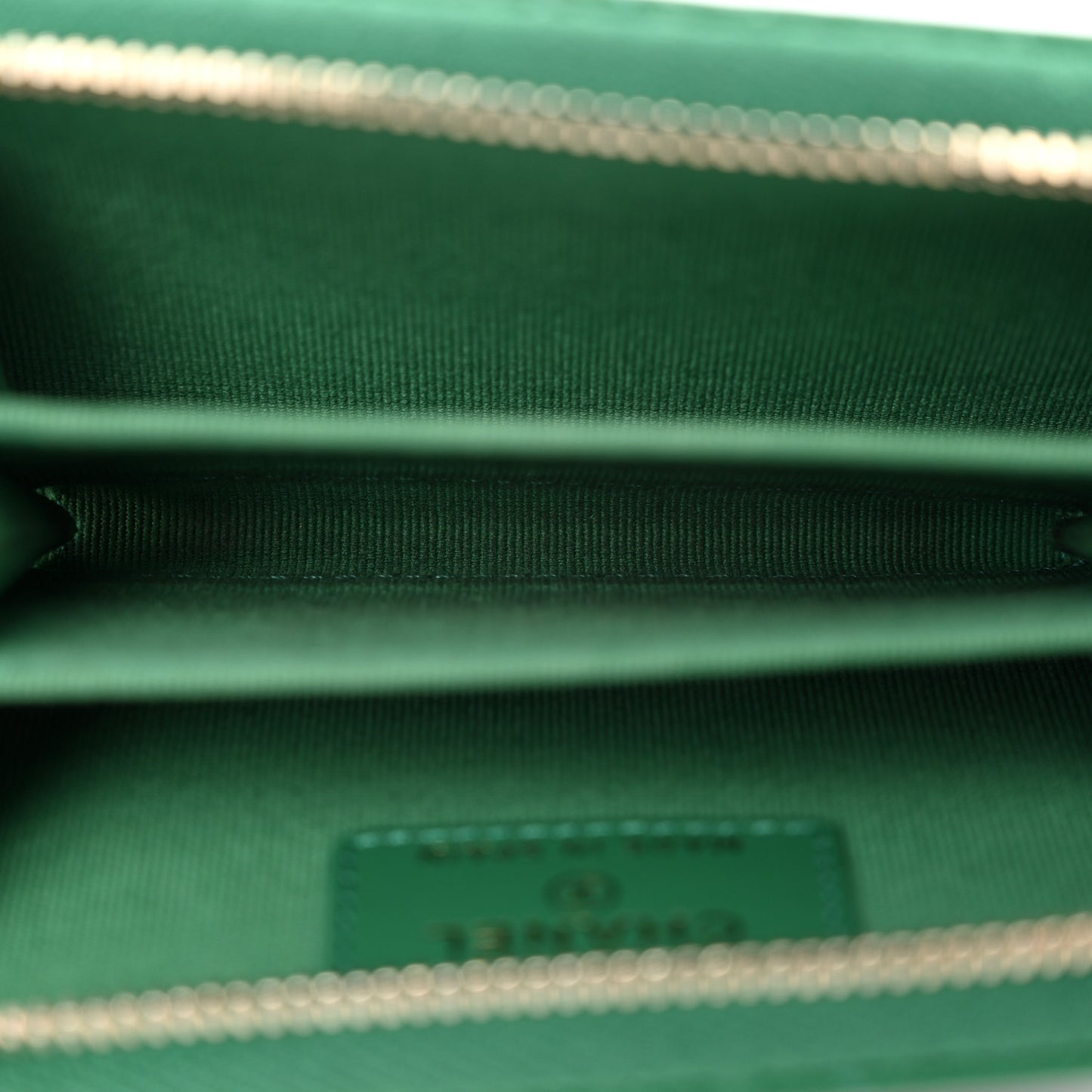 Lambskin Quilted 19 Zip Around Coin Purse Wallet Green