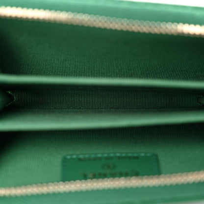 Chanel Lambskin Quilted 19 Zip Around Coin Purse Wallet Green 5 of 9