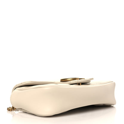 Gucci Calfskin Matelasse Super Mini GG Marmont Shoulder Bag White 4 of 10