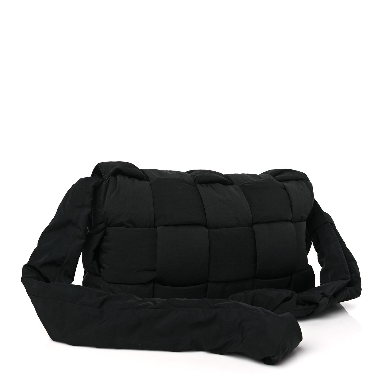 Nylon Intrecciato Padded Tech Maxi Cassette Bag Black