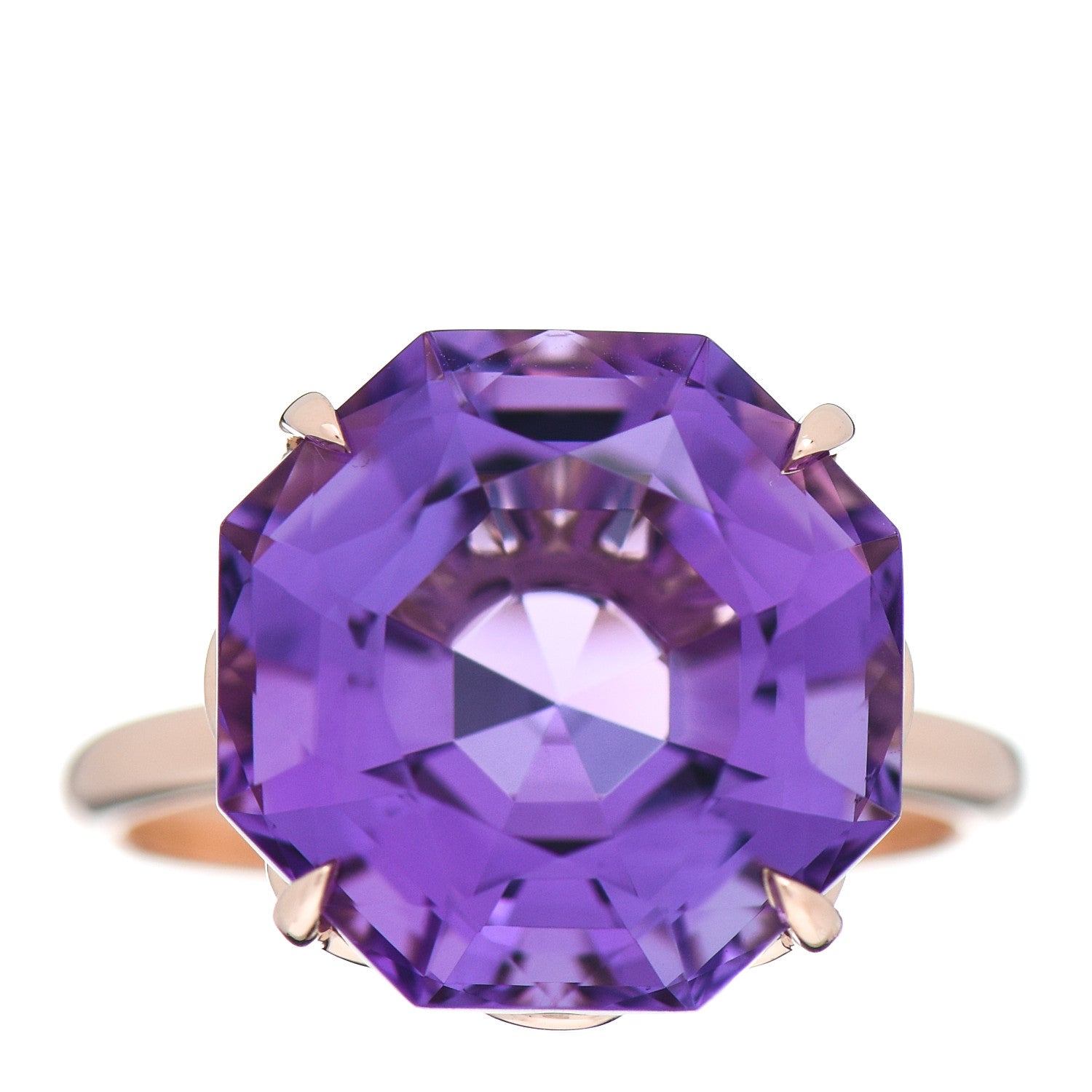 Tiffany 18K Rose Gold Amethyst Octagonal Sparklers Ring 52 6 1 of 5