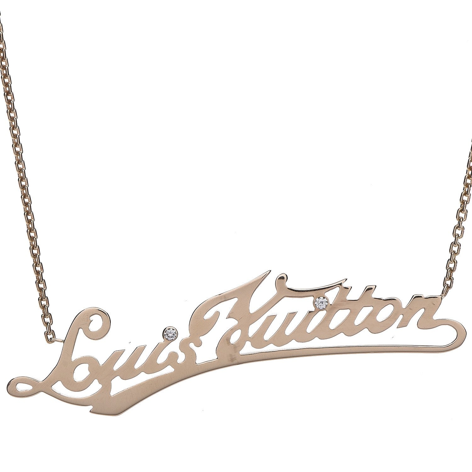 Louis Vuitton 18K Yellow Gold Diamond ID Nameplate Necklace 4 of 5