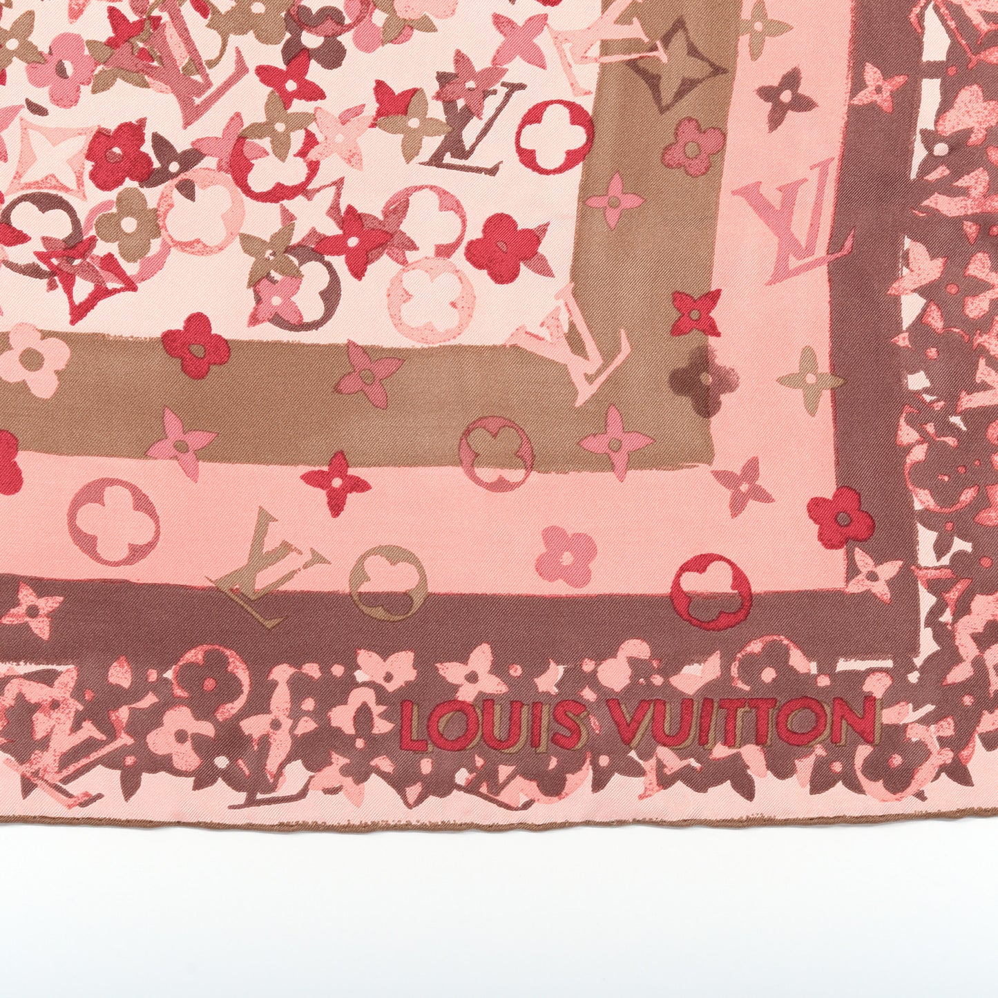 Silk Monogram Arty Square Scarf Pale Pink
