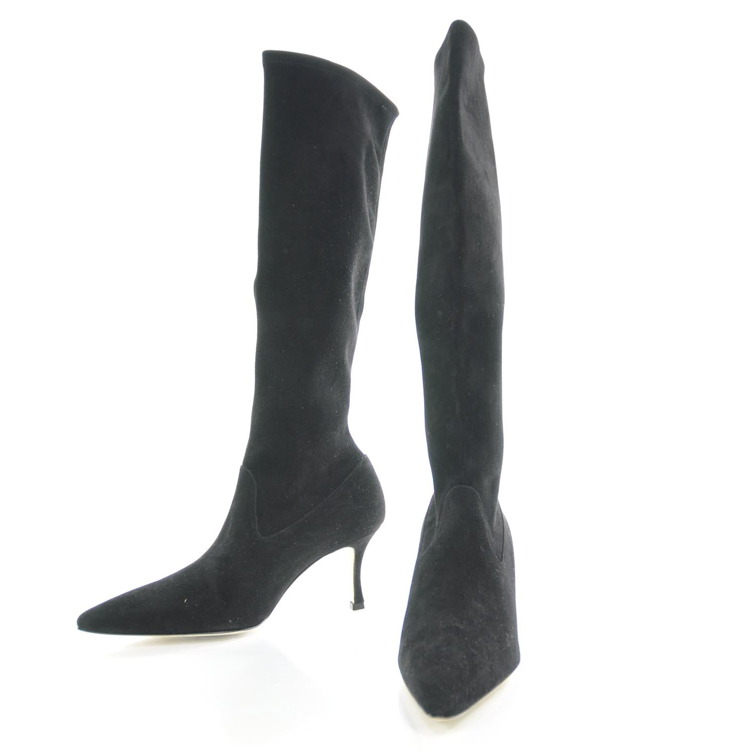 FASHIONPHILE MANOLOBLAHNIKSuedeTallBoots36.5Black 1 of 6
