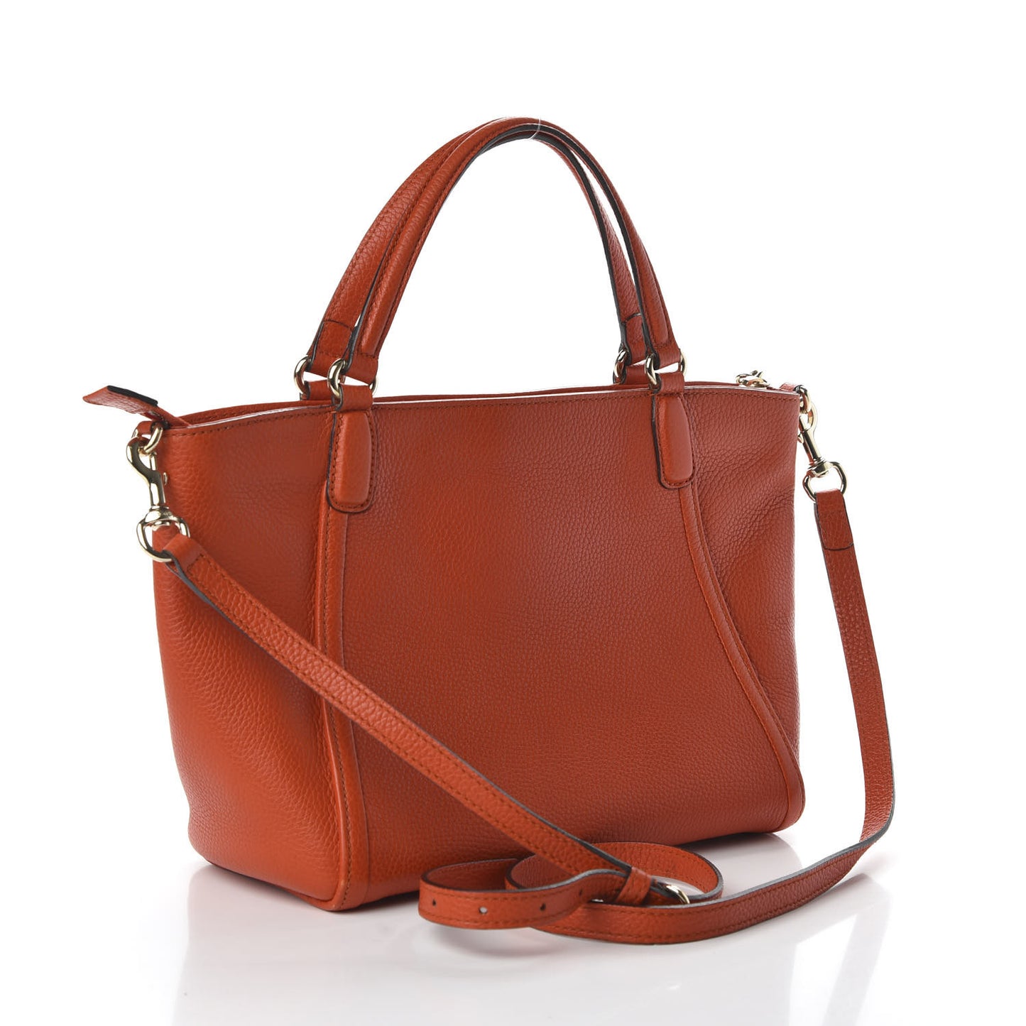 Pebbled Calfskin Small Soho Top Handle Bag Sun Orange