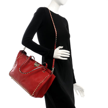 Valentino Garavani Vitello Medium Rockstud Tote Rosso Valentino 3 of 8