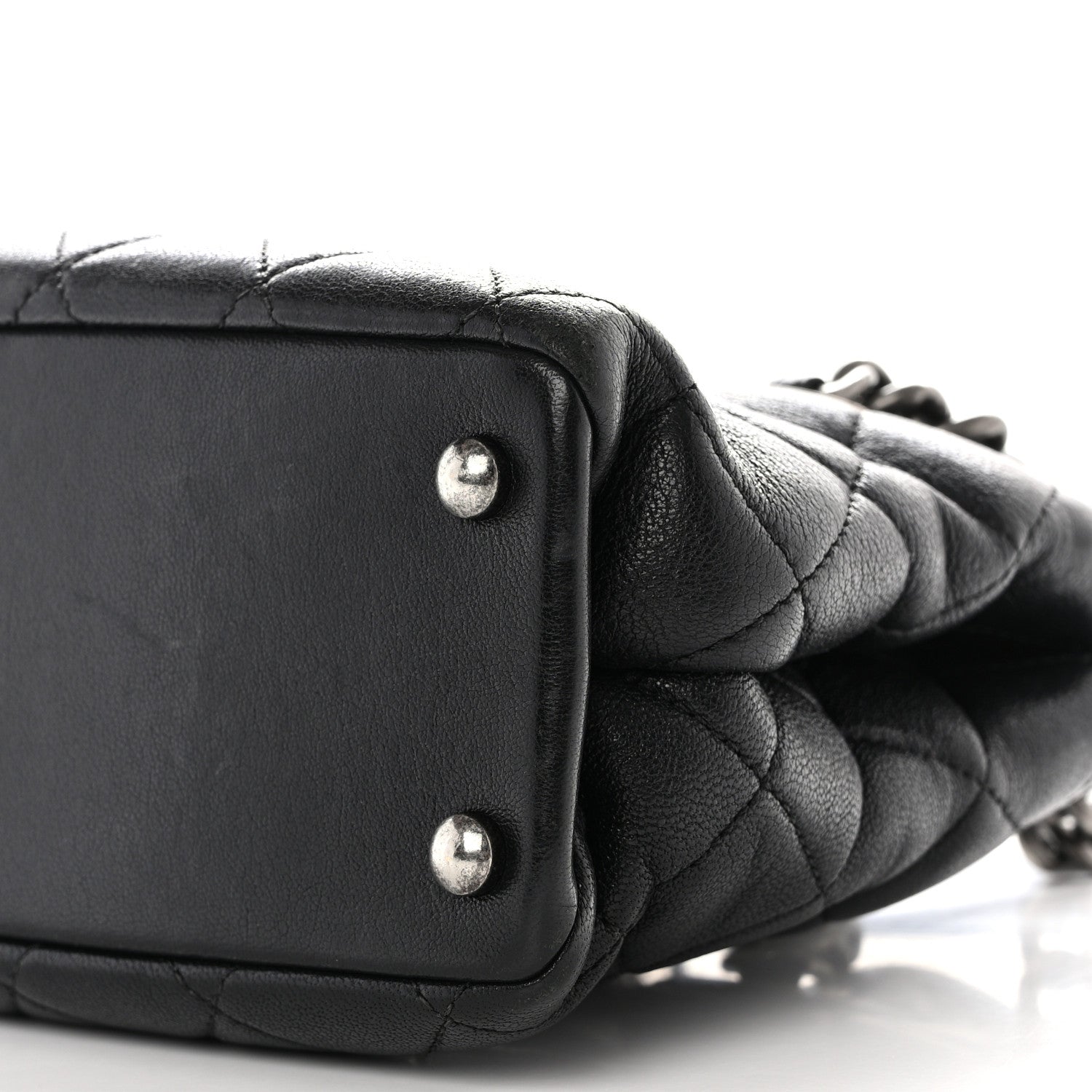 Chanel Shiny Sheepskin Quilted Small Shopping Tote Black 10 of 13