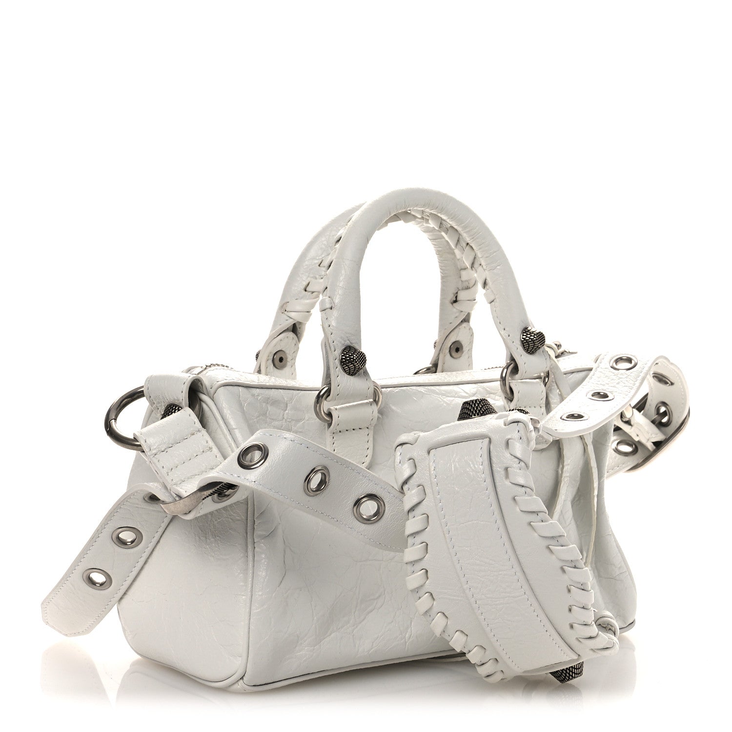 Balenciaga Agneau Arena Mini Le Cagole Duffle Crossbody Bag Optic White 4 of 14