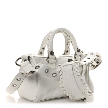 Balenciaga Agneau Arena Mini Le Cagole Duffle Crossbody Bag Optic White 4 of 14