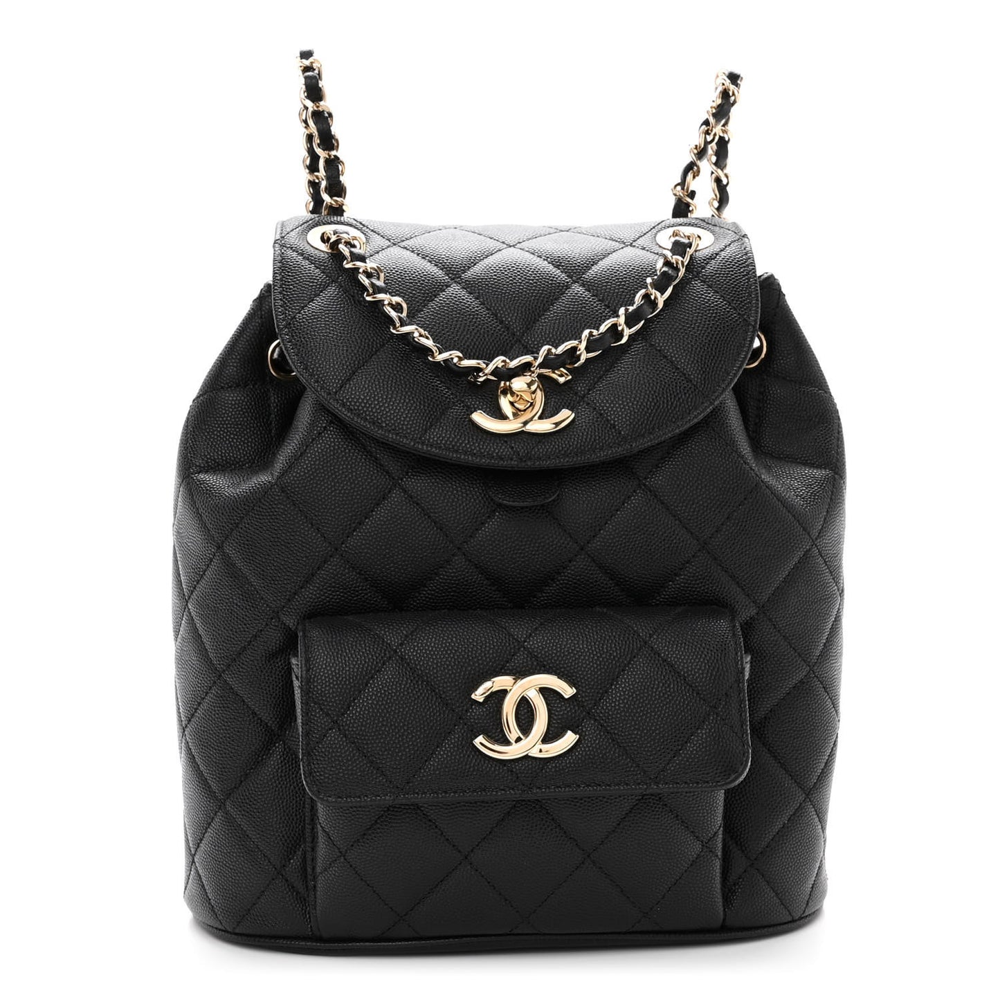 Lambskin Quilted Small Duma Drawstring Backpack Black