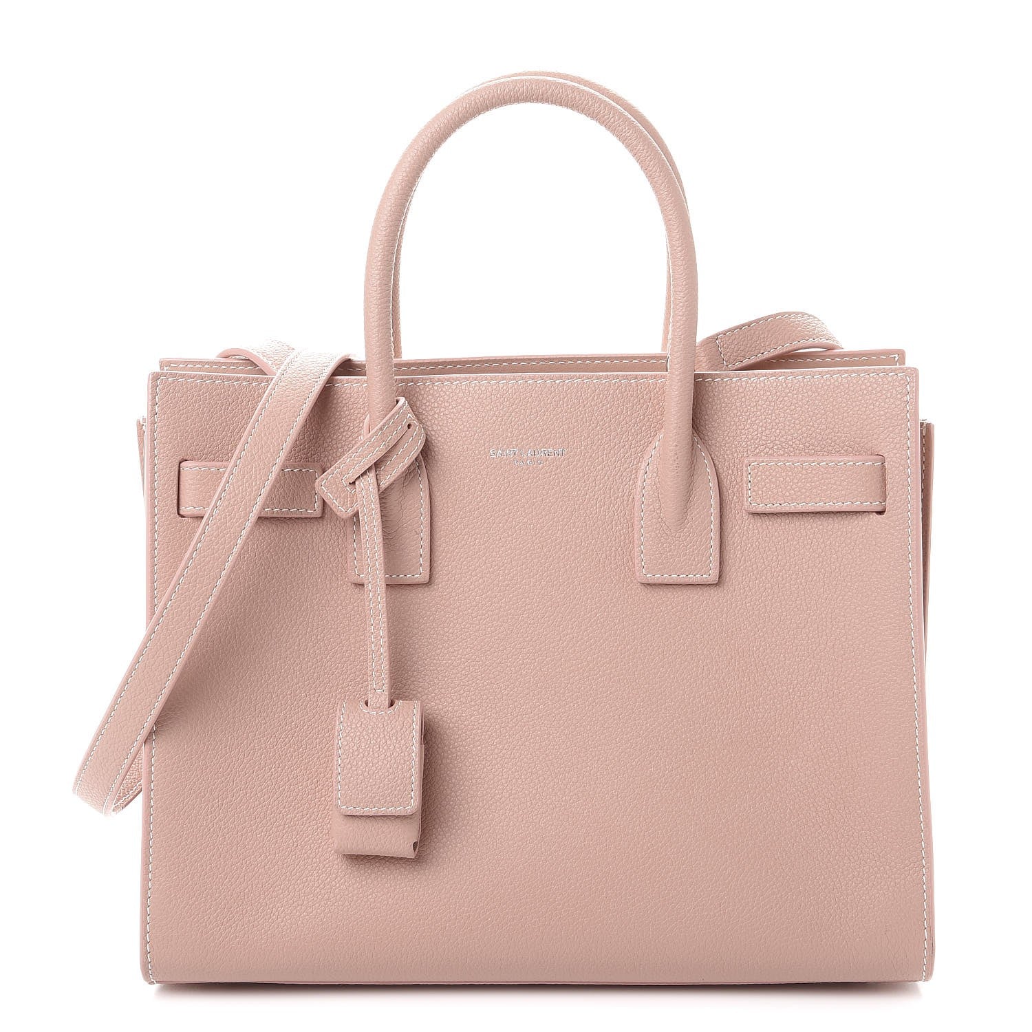 Saint Laurent Grained Calfskin Topstich Baby Sac De Jour Antique Rose 1 of 8