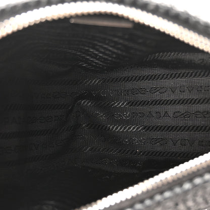 Prada Yarn Raffia Effect Crochet Triangle Shoulder Bag Black 5 of 9