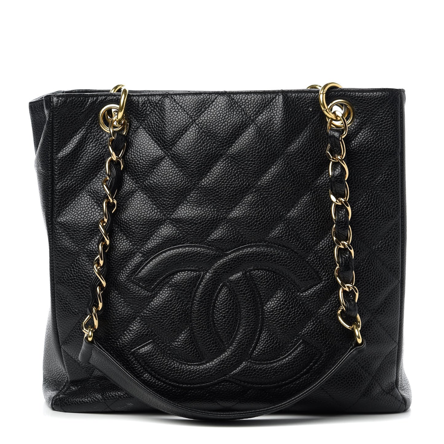 Caviar Quilted Petit Shopping Tote PST Black