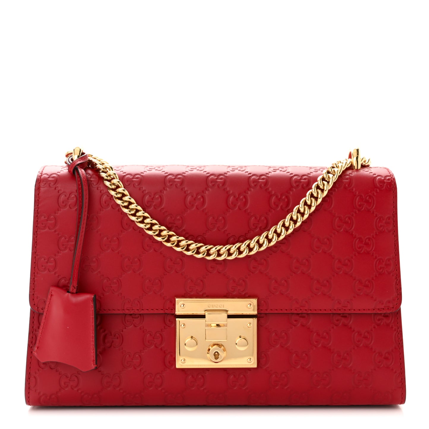 Guccissima Medium Padlock Shoulder Bag Hibiscus Red