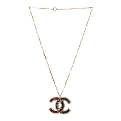 Chanel Resin CC Pendant Necklace Light Gold Red Purple 3 of 5