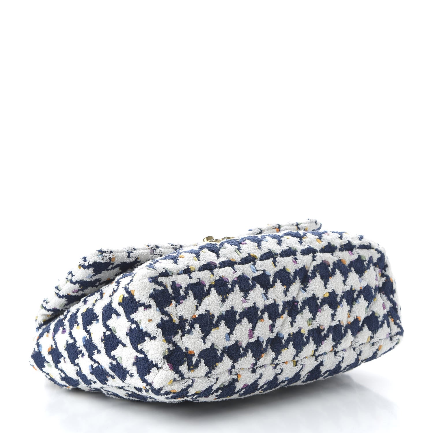 Chanel Tweed Quilted Large 19 Flap Ecru Navy Blue Multicolor 4 of 10