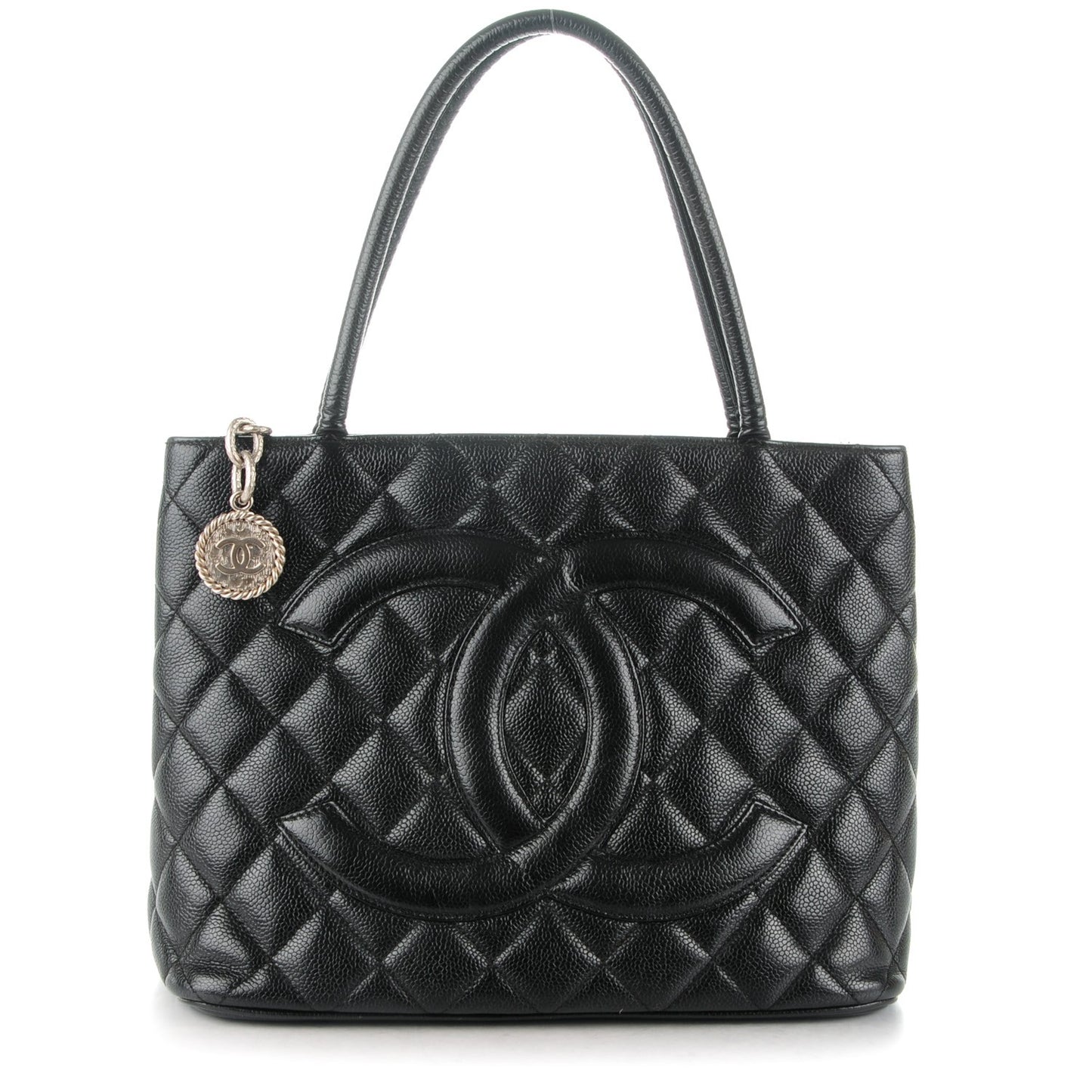 Caviar Quilted Medallion Tote Black