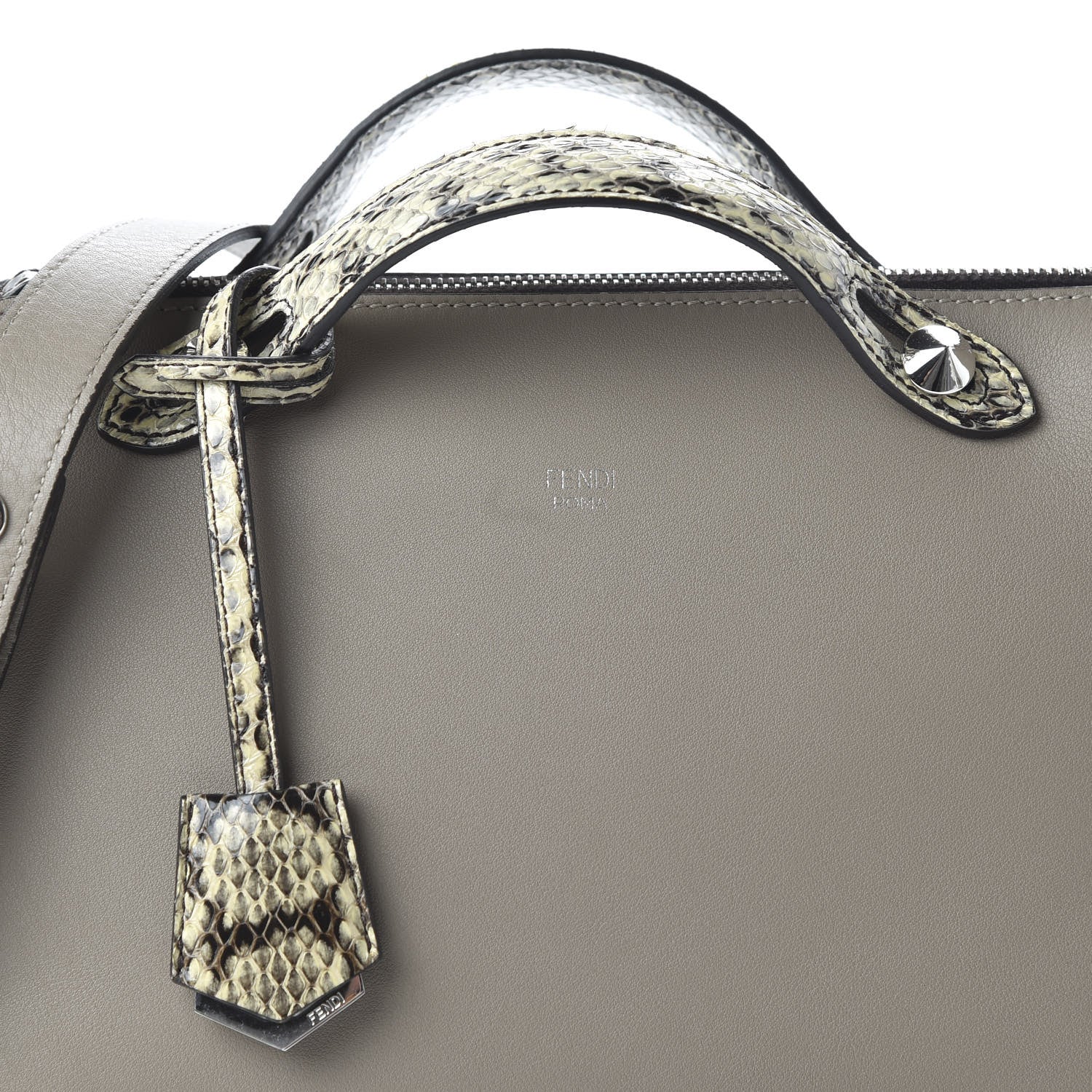Fendi Vitello Dolce Elaphe Medium By The Way Boston Bag Tortora Multicolor 10 of 12
