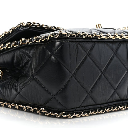 Chanel Crumpled Calfskin Medium Chain All Over Flap Black 8 of 9