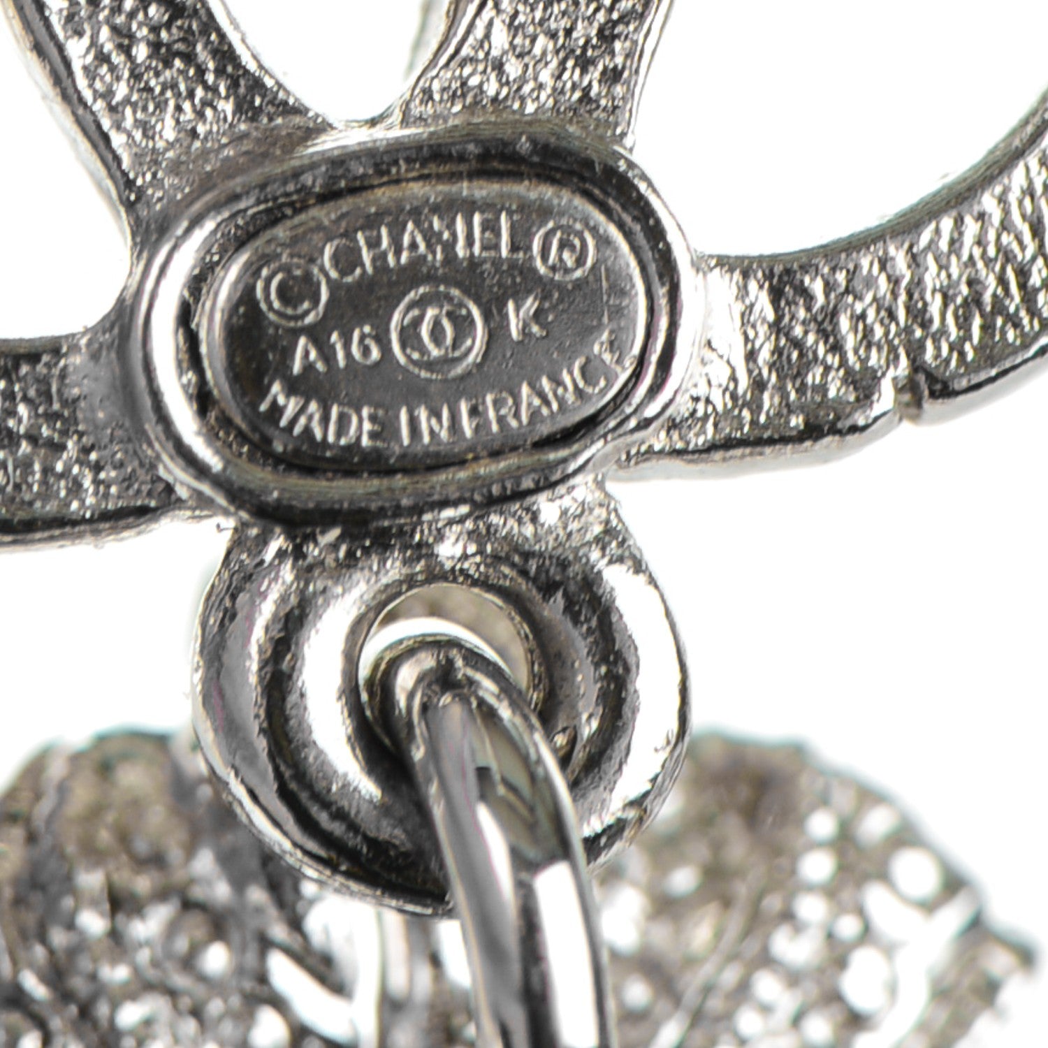Chanel Crystal CC Drop Earrings Silver 5 of 5