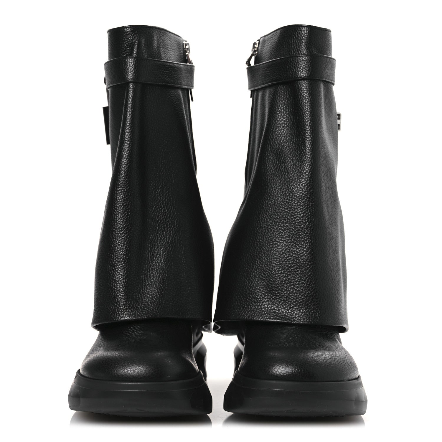 Givenchy Grained Calfskin Shark Lock Biker Ankle Boots 40 Black 3 of 11