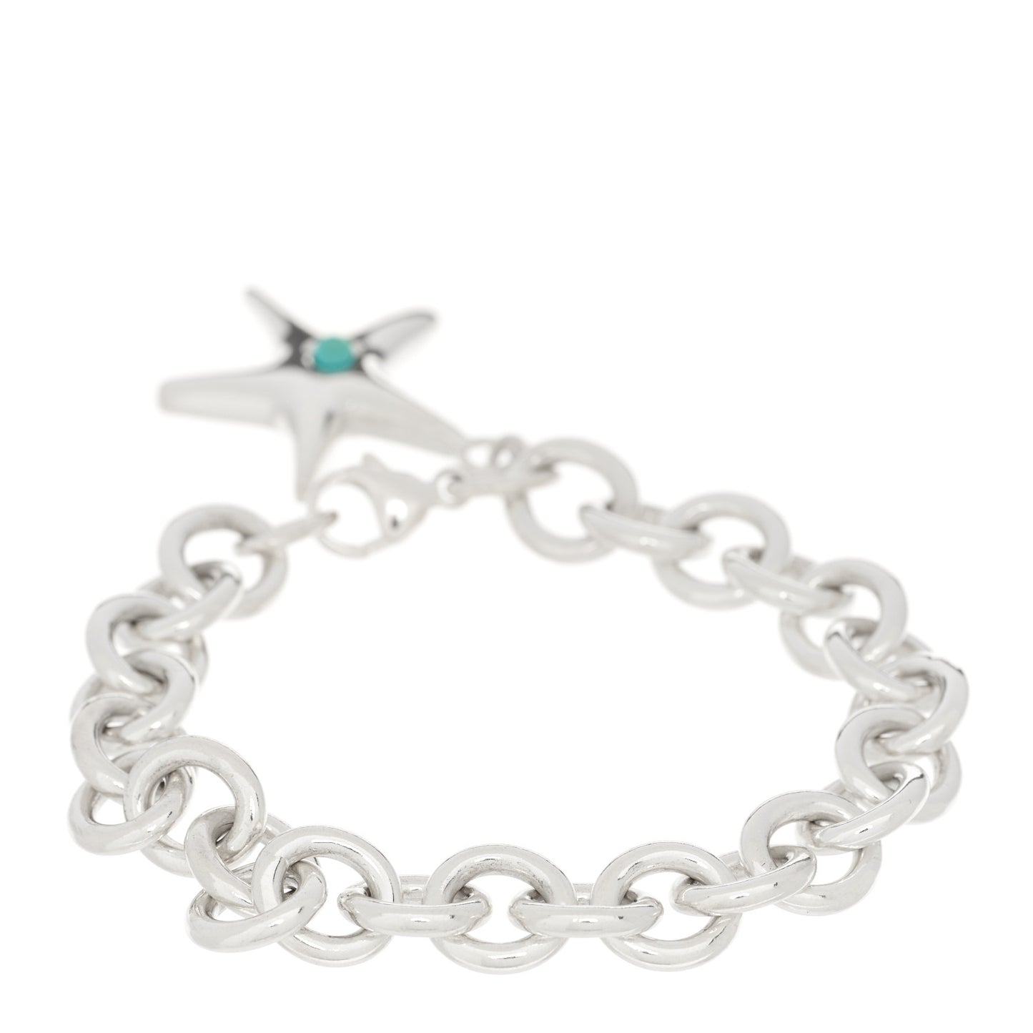 Sterling Silver Turquoise Starfish Charm Bracelet