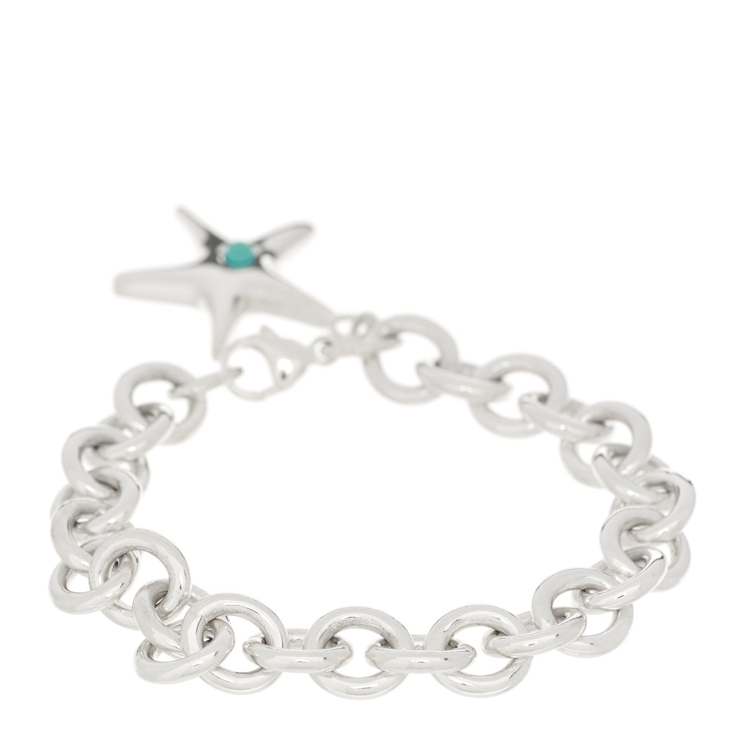 Tiffany Sterling Silver Turquoise Starfish Charm Bracelet 2 of 4