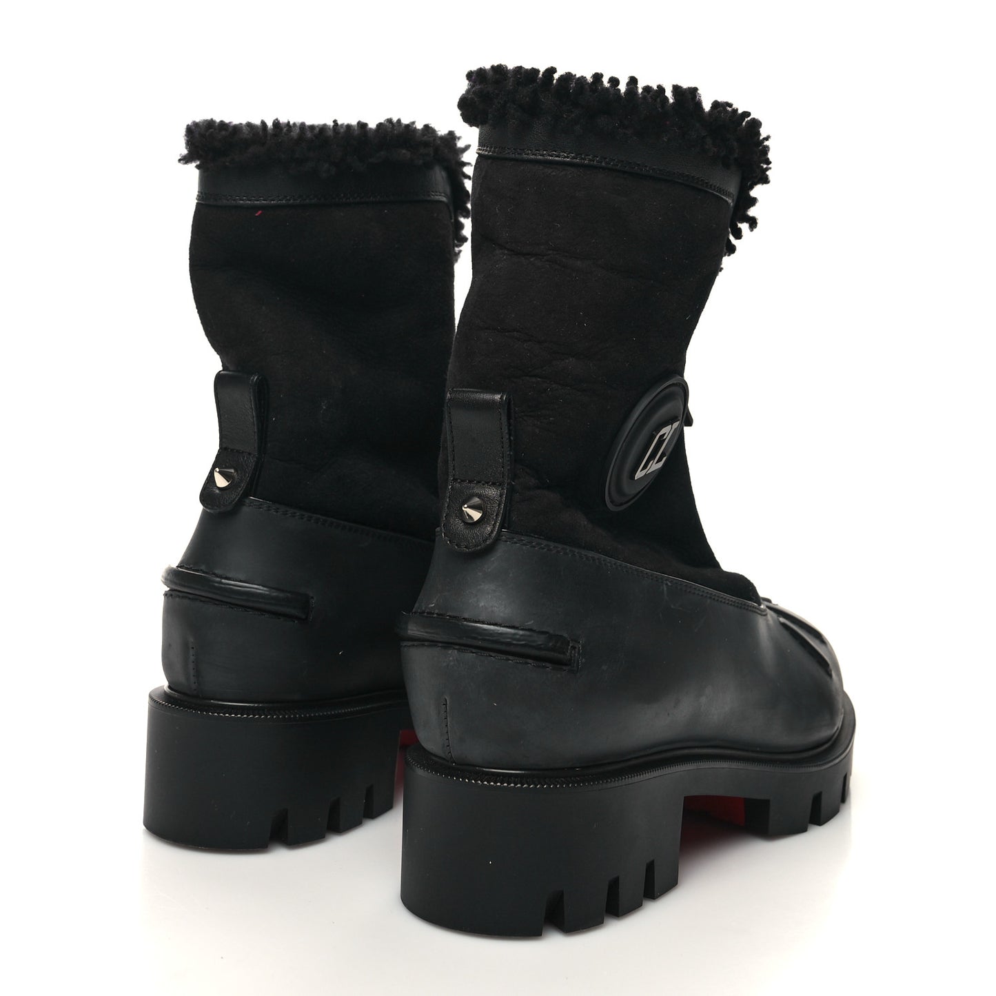 Kid Calfskin Suede Rubber Shearling Glory Duck Flat Boot 37 Black