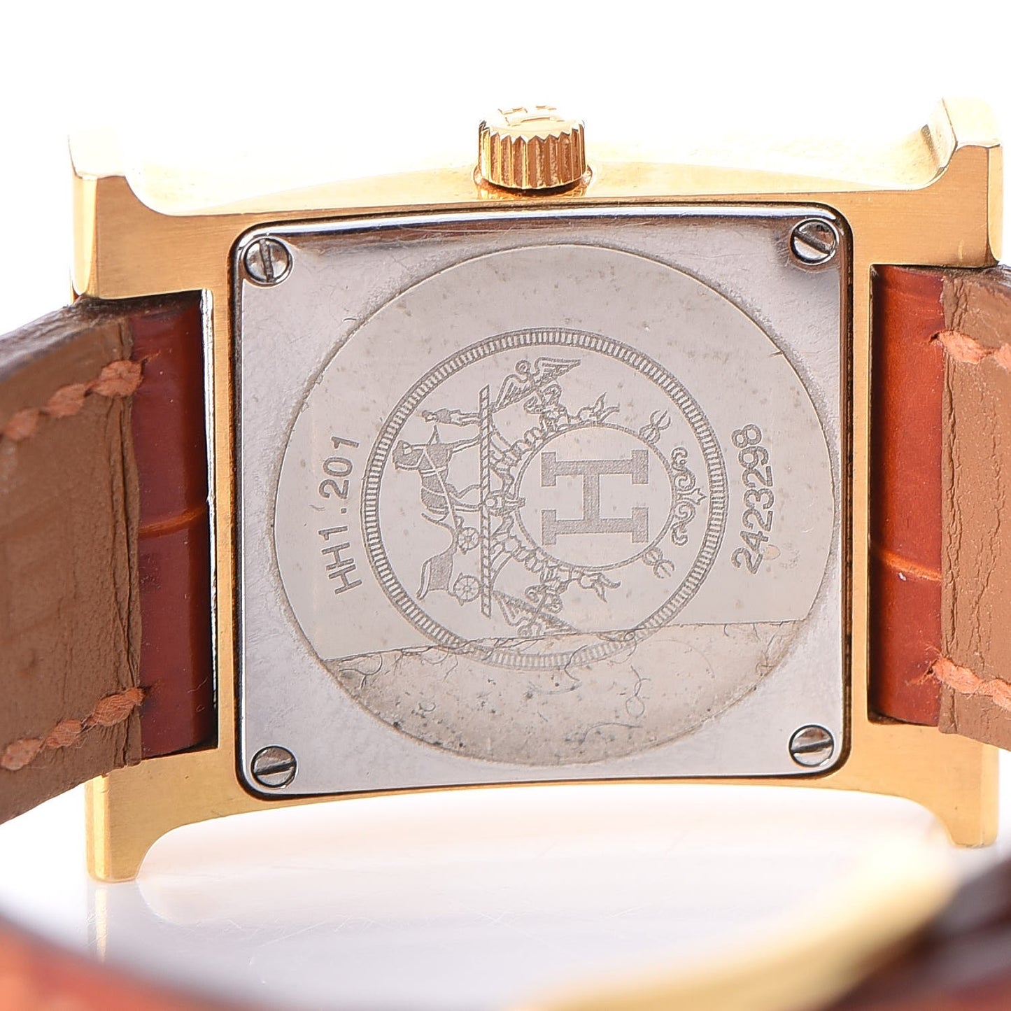Stainless Steel Alligator 21mm Heure H Hour Quartz Watch Orange
