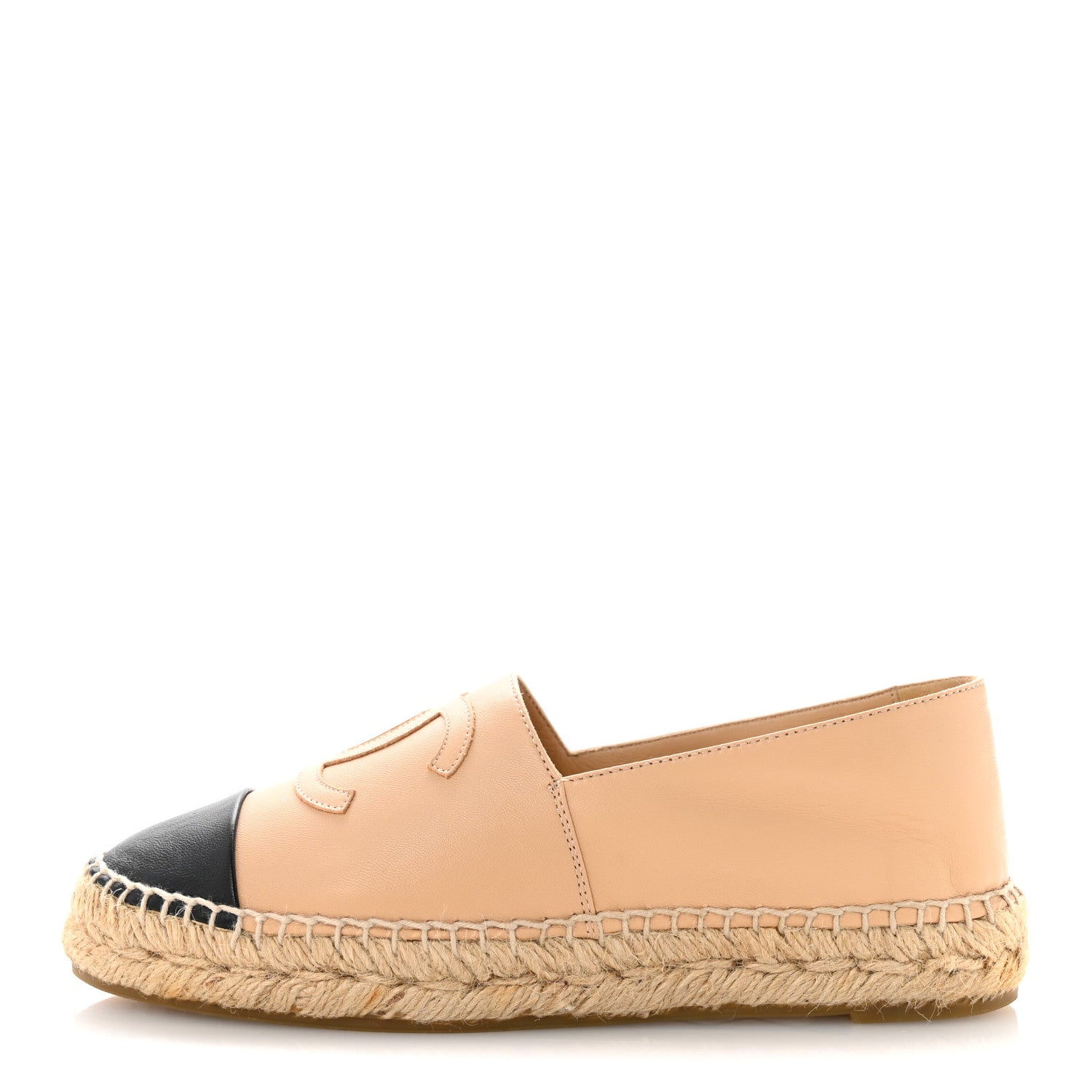 Chanel Lambskin CC Espadrilles 36 Beige Black 1 of 11