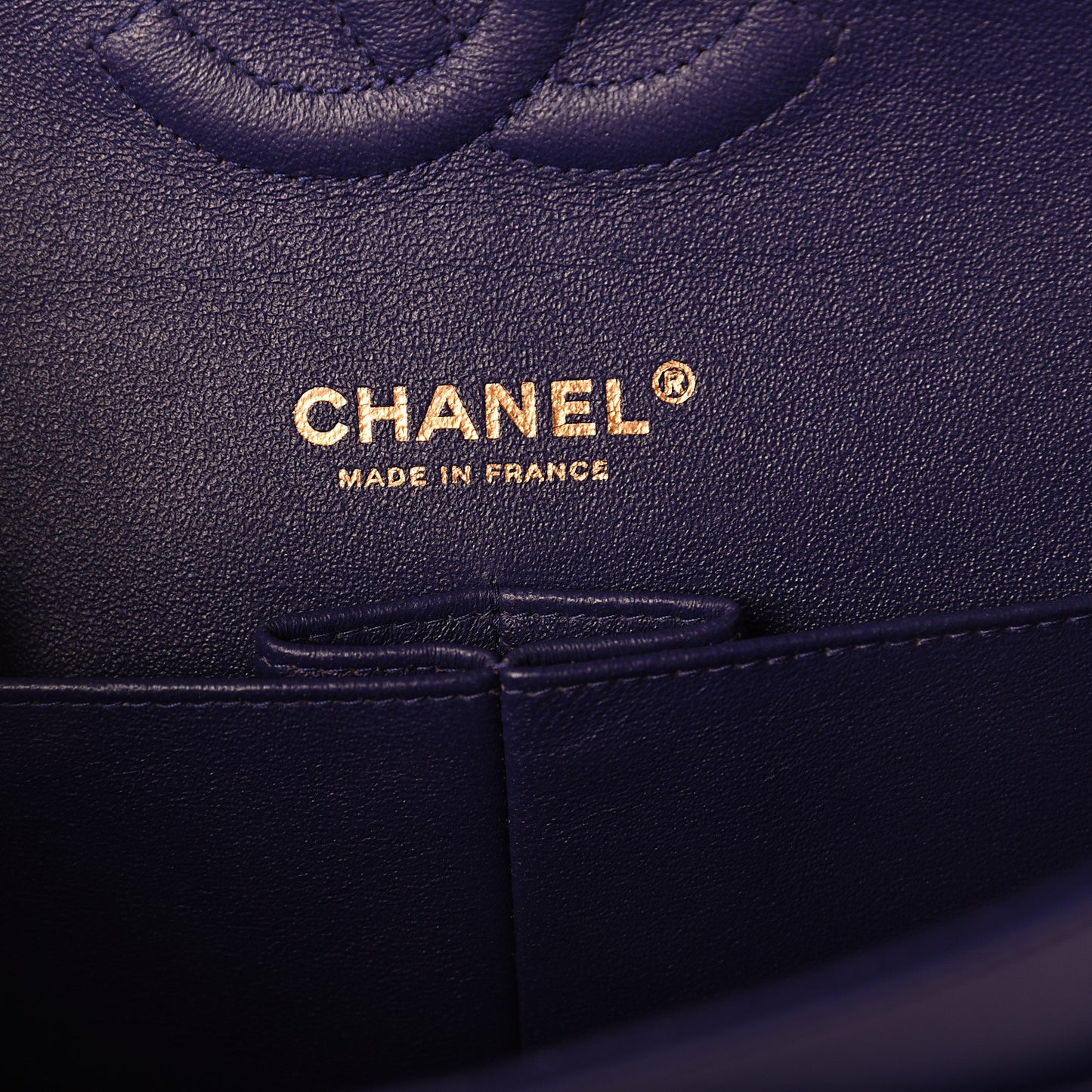 Lambskin Chevron Quilted Medium Double Flap Blue
