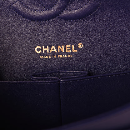 Chanel Lambskin Chevron Quilted Medium Double Flap Blue 4 of 7