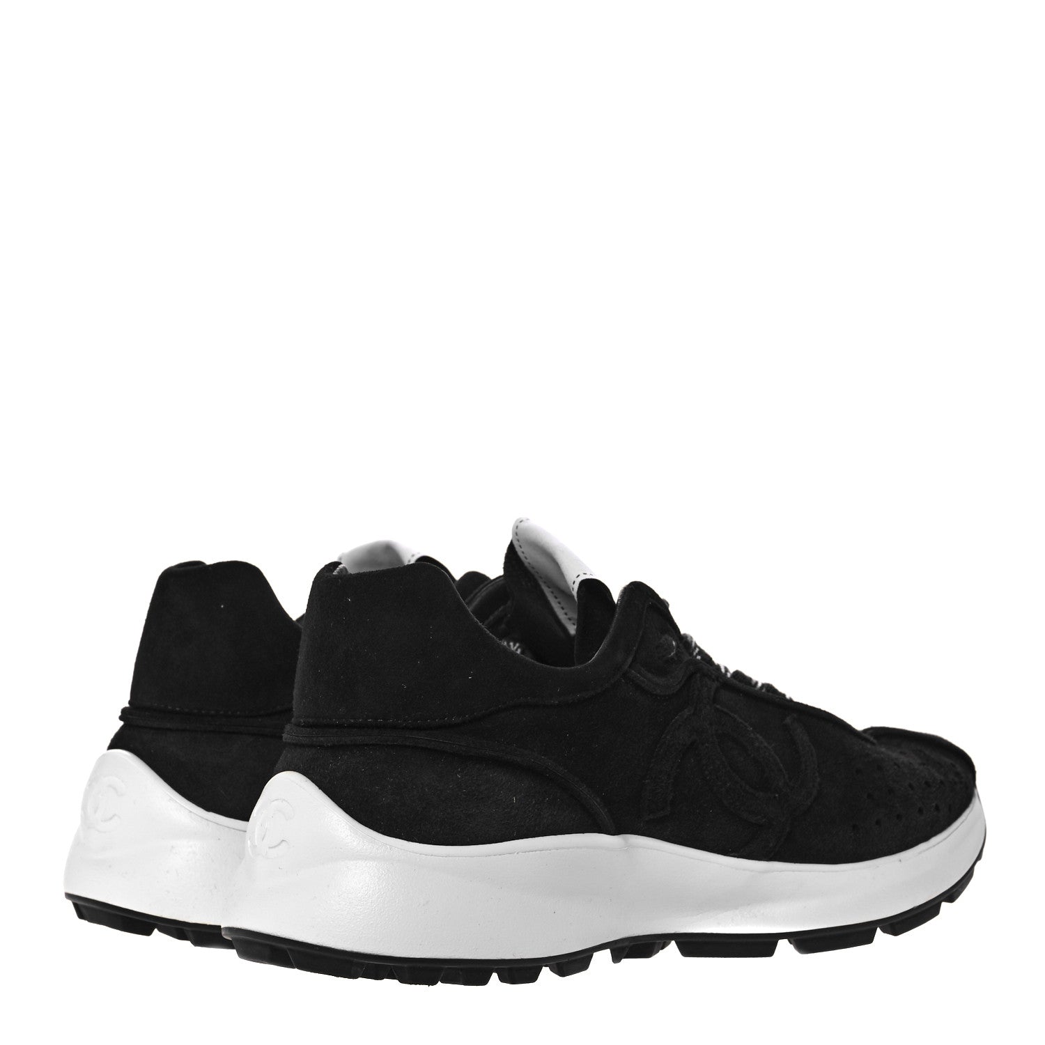 Chanel Suede Goatskin CC Sneakers 36.5 Black 4 of 7