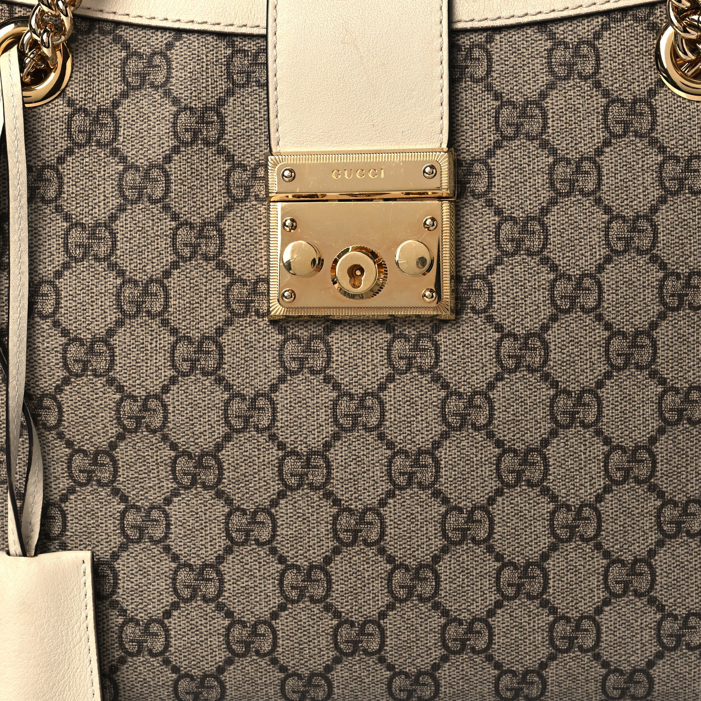 GG Supreme Monogram Medium Padlock Tote White