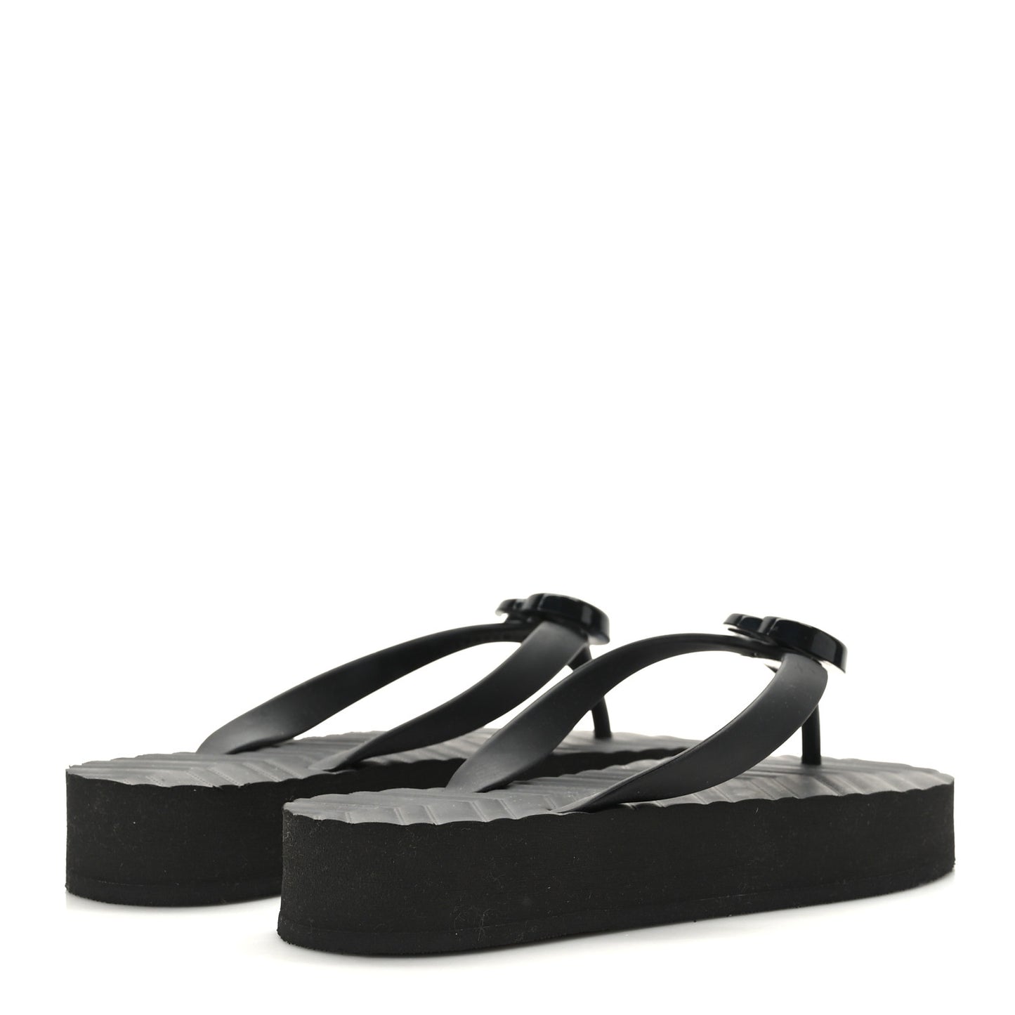 Rubber Chevron Womens GG Thong Sandals 36 Black